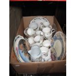 A Royal Stafford China "True Love" Pattern Tea Service, Meakin plates, etc:- One Box