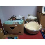 A Sunbeam Mixmaster, power mixer, Minipimer steamer, pynex, stoneware, pancheon, mixing bowl, tea