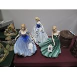 Royal Doulton Figurines of the Year, "Melissa" 2001 HN3977, "Sarah" 2002 HN3978 and "Susan" 2004