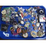 A Collection of Assorted Costume Brooches, including flowers, butterflies etc :- One Tray