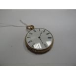 A XIX Century Lady's Fob Watch, the white dial with black Roman numerals, within engineturned and