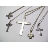 A Collection of Hallmarked Silver and Other Cross Pendants, and chains :- One Box