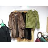 A Mid XX Century Vintage Full Length Fur Coat; a "Philmoor" coat; a Welsh wool tweed belted cape (