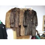 Three Mid XX Century Ladies Full Length Fur Coats; plus two fur jackets. (5)