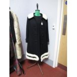 A C.1960's Vintage Black Wool Coat and Matching Dress, by "Rogaire" of London, the coat with white