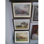 Robin Wheeldon Three Graphite Signed Limited Edition Prints, of 750, "Winter Threshing", "Marshall