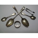 A Pair of Georgian Hallmarked Silver Fruit Spoons, London 1798; two Victorian hallmarked silver