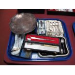 A Part Cased Set of Hallmarked Silver Teaspoons, with matching tongs, together with assorted