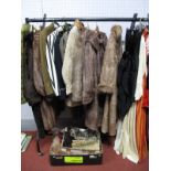 Two Mid XX Century Ladies Full Length Fur Coats; a three-quarter length fur coat; a ladies shearling