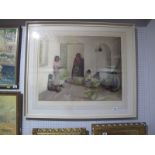 After Sir Gerald Kelly "Basket Weavers", Graphite Signed Artist Proof Colour Print, 50 x 63cms,