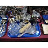 A Four Piece Kavin Plated Tea Service, together with a silver hallmarked dressing table mirror,