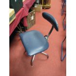 Tansad Office Machinist's Chair, with adjustable back and swing seat, four tubular legs stamped "Apl