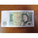 A Circulated John Brangwyn Page One Pound Banknote, number 01L052989.