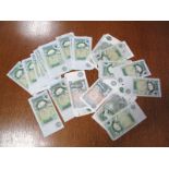 Forty Five Bank of England One Pound Banknotes; regularly, but not exclusively David Henry Fitzroy