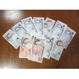 A Pair of Bank of England Ten Pounds Banknotes and 10 Five Pounds Notes. Regularly, but not