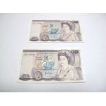 Bank of England Twenty Pounds Banknotes, comprising a Fforde note number MOI 113345 and a Page