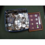 Mixed UK and World Coinage. Including display set and cased 1951 crown.