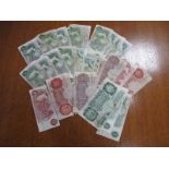 Twenty Five Bank of England One Pound Banknotes and Eight Ten Shilling Notes. Peppiatts noticed