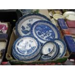 Booths Real Old Willow Pattern, part dinner service, meat plates, dinner plates, etc:- One Box