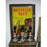 A Russell's Ales Lithograph on Tinplate Advertising Sign, Hancor Mitcham to base, moulded frame