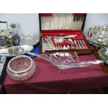 A Silver Collared Lead Crystal Fruit Bowl, Sheffield 1925, and a wrythen moulded clear Studio