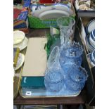 RCR Figurine, WMF dish, pressed glass vase, posy holders, etc:- One Tray