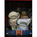 Two XIX Century Jugs, storage jar, etc:- One Box