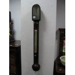 XIX Century Mahogany Stick Barometer, Chadburn Bros of Sheffield and Liverpool to silvered dial,