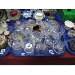 Cut Glass Sundae Dishes, cut glass, glass jar and covers, etc:- One Tray