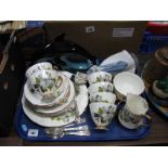 Royal Imperial Bone China Floral Tea Service, six plated cake forks and cake slice, Poole dolphin