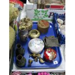 Japanese Satsuma Pot Pourri, lacquer coasters, Chinese soft metal casket, a small pair of