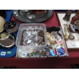 Tin Badges, coinage, spectacles, cigarette cases, etc.