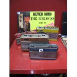 Four Vintage Roberts Transistor Radios, including Rambler (in red), Rambler II (in navy blue), a Ric