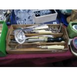 Assorted Plated Cutlery, including crumb scoop, steel, knife rests, fish servers, ladle etc,