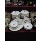 A Royal Doulton Dinner Service, in the "Sweetheart Rose" pattern, including meat plate, dinner