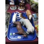 A Beswick Pig Stamped C. H. Wall, Beswick horse (slight nick to ear), Beswick beagle, stamped