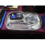 An Electroplated Oval Gallery Tray, gadrooned edge with swags and pendants and stamped foliate base,