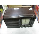 A Circa 1948 Premier Midget Brown Bakelite Valve Radio, TRF kit radio with aeroplane dial, MW/LW, 17
