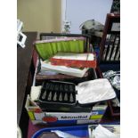 Cased Cutlery, dessert knives, fish knife and forks, spoons, etc:- One Box