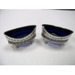 A Matched Pair of Hallmarked Silver Salts, Hawksworth, Eyre & Co Ltd, London 1898, 1900, each of