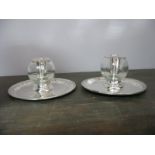 A Pair of Goldsmiths & Silversmiths Co Plated and Glass Match Holders.