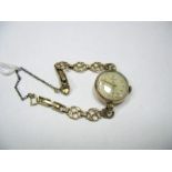 Accurist; A 9ct Gold Cased Lady's Wristwatch, to later 9ct gold bracelet.