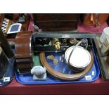 A Circa 1920's Mahogany Cased Mantel Clock, a mahogany framed butterfly display with circular glazed