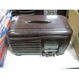 A Circa 1946 Pilot Major Maestro Brown Mottled Bakelite Valve Radio, with carrying handle, SW/MW/LW,