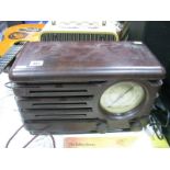 A Circa 1946 Philips Valve Radio, model 371A/15 in brown bakelite, with aeroplane tuning dial MW/LW,