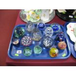 Murano Glass Vase, Caithness glass paperweight and other paperweights, etc:- One Tray