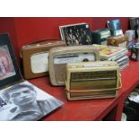Three Vintage Circa 1960's Portable Radios, including a Dynatron Nomad in tan with gold grille, a