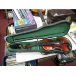 A Violin, two piece back, internal label reading Antonius Stradivarius Cremonensis, cased with a