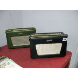Two Vintage Circa Late 1950's Roberts R500 Transistor Valve Radios, in green and navy blue. (2)
