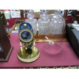 Kaiser Universe Mantel Clock, with blue dial, star signs to chapter ring, terrestrial globe as the